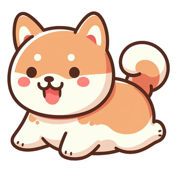 Cute Shiba Inu CDog Cartoon Logo, Isolated.