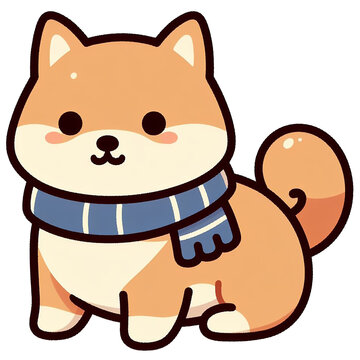 Cute Shiba Inu CDog Cartoon Logo, Isolated.