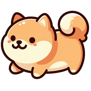 Cute Shiba Inu CDog Cartoon Logo, Isolated.