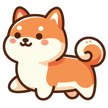 Cute Shiba Inu CDog Cartoon Logo, Isolated.
