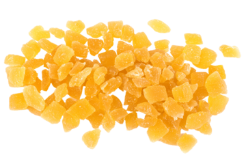 dried pineapple isolated on white or transparent background, top view