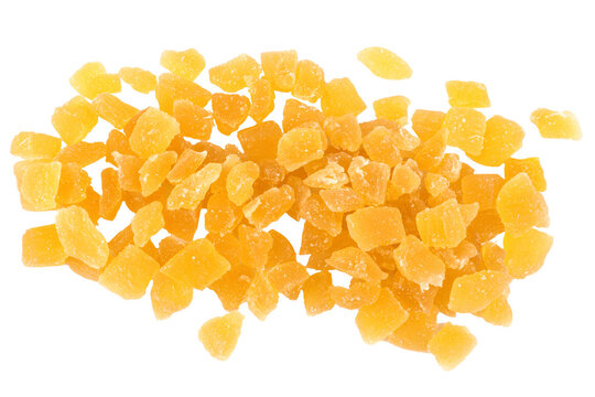 dried pineapple isolated on white or transparent background, top view