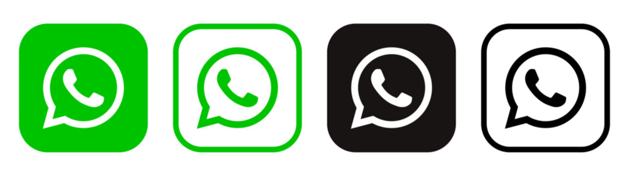 Set of WhatsApp mobile app icons, isolated on white background, vector illustration. WhatsApp is an instant messaging and VoIP service owned by technology conglomerate Meta