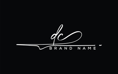 DC letter beauty handwriting vector logo. 