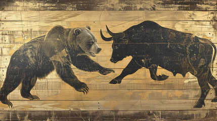 fighting of bear and bull 