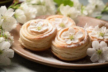 Obraz na płótnie Canvas apple blossom puff pastry wrapped dough