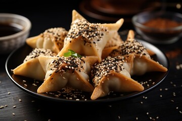 perogies with sesame seeds on tiny cloth images