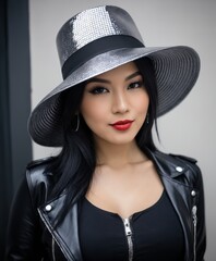  A woman wearing a hat poses for a picture