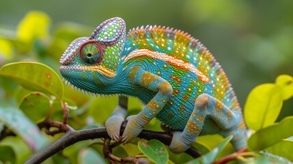Obraz premium Chameleons Blending In, Fascinating photo of chameleons blending into their surroundings, showcasing their unique camouflage.
