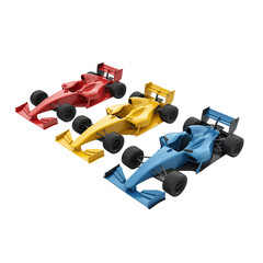 Set of racing cars 3d icon isolated on transparent background