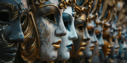 Fototapeta premium ornate venetian masks in a row 
