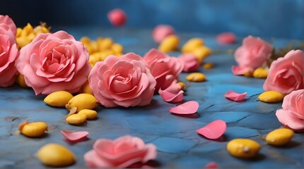 pink rose and chocolate candy, Generative AI