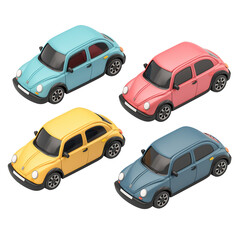 Set of cars icon on transparent background
