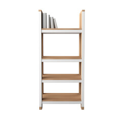 Freestanding Bookshelf. Scandinavian modern minimalist style. Transparent background, isolated image.