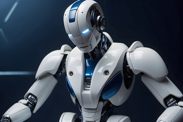 3d rendering humanoid robot in modern technology futuristic concept. Artificial intelligence concept. Generative AI