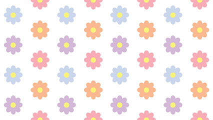 Easter / Spring Seamless pattern an Endless texture for a wallpaper or an web page background, texture. Colorful cute background with Easter bunnies / chicks / easter eggs / leafs ./ hearts or flower
