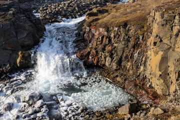 Detail of waterfall Rujakandafoss, Iceland