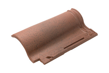 Colored Concrete Roof Tiles Isolated on White Background.