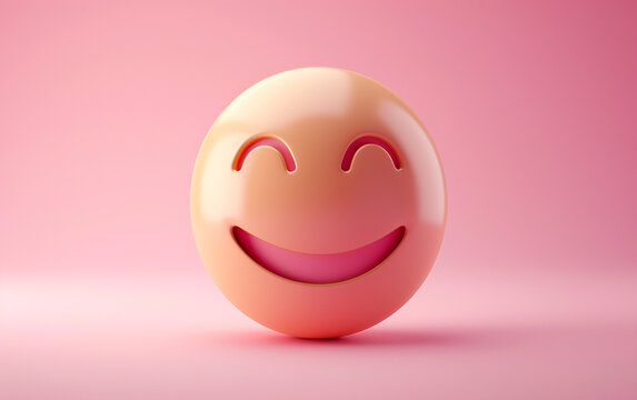 rosto emoji de sorriso feliz, fundo rosa 
