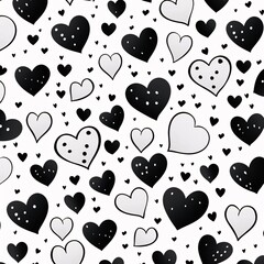 Black and white hearts as abstract background, wallpaper, banner, texture design with pattern - vector.