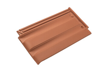Colored Concrete Roof Tiles Isolated on White Background.
