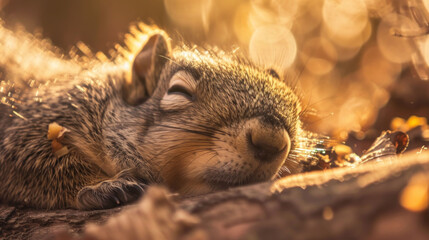  a close up of a rodent laying on a rock with its eyes closed and it's head resting on another rodent's back, with its eyes closed.