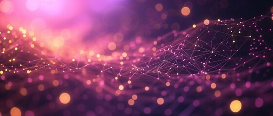 a high-tech background with a digital mesh network design in Lemon Yellow  and Violet gradients, suited for a cybersecurity application's user interface.	