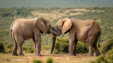 Elephants touching each other gently Addo Elephant National Park