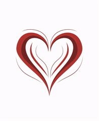 Logo concept, lines forming multiple hearts on top of each other, 3D white background effect. Heart as a symbol of affection and love.