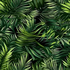 PALMS vector seamless pattern with exotic jungle leaves © matei