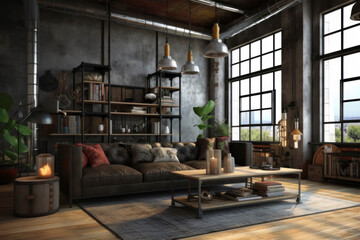 Modern Industrial Living Room Interior