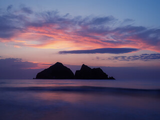 Holywell bay at sunset cornwall england uk 