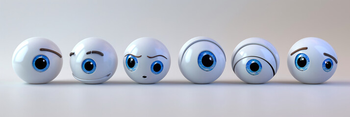 Cartoon eyeballs with expressions, a playful take on simple 3D facial graphics