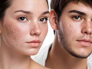 Obraz premium Bearing Beauty: Embracing Acne Scars as a Couple