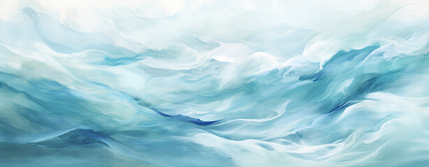 Obraz premium green background with dark blue waves, in the style of liquid emulsion printing, surreal organic