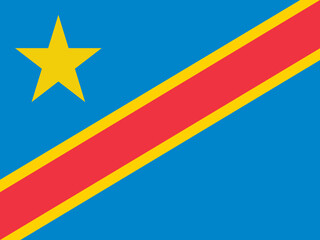 Close-up of blue yellow and red national flag with star and stripes of African country Democratic Republic of Congo. Illustration made February 5th, 2024, Zurich, Switzerland.