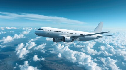 Fototapeta na wymiar White passenger airplane flying in the sky