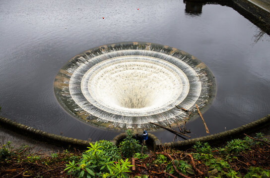 Ladybower Reservoir overflow plug holes. Peak District UK