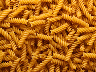 Illustration top view background with raw fussili pasta