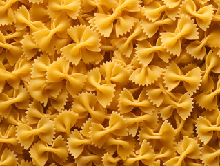 Illustration top view background with raw farfalle pasta