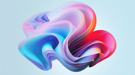 Obraz premium 3D render of a colorful blob, resembling fluid foil minimalism, with layered colorful forms