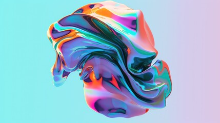 3D render of a colorful blob, resembling fluid foil minimalism, with layered colorful forms