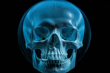 Circle encloses a blue skull. Generative AI