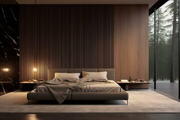 Contemporary sleeping space with sleek design. Generative AI