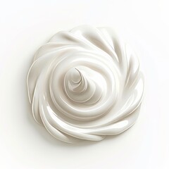 Swirl of White Cosmetic Cream Isolated on Pure White Background