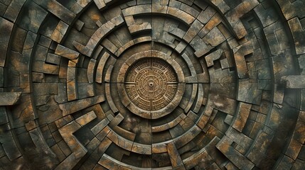 circular stony labyrinth, top view