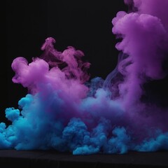 a black background with blue smoke and purple color