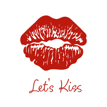 Vector illustration of red lipstick print. A lipstick mark. Love kiss sign for St Valentine's Day 