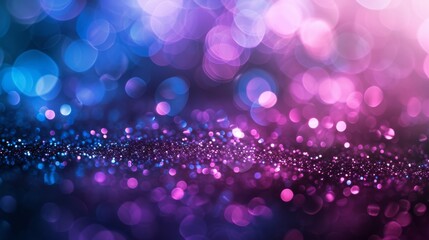Ethereal Blue and Purple Glow with Sparkling Bokeh Particles Background