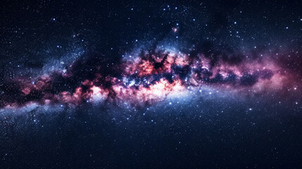 A dazzling galaxy, ablaze with stars and cosmic dust, stretching across the night sky. - obrazy, fototapety, plakaty